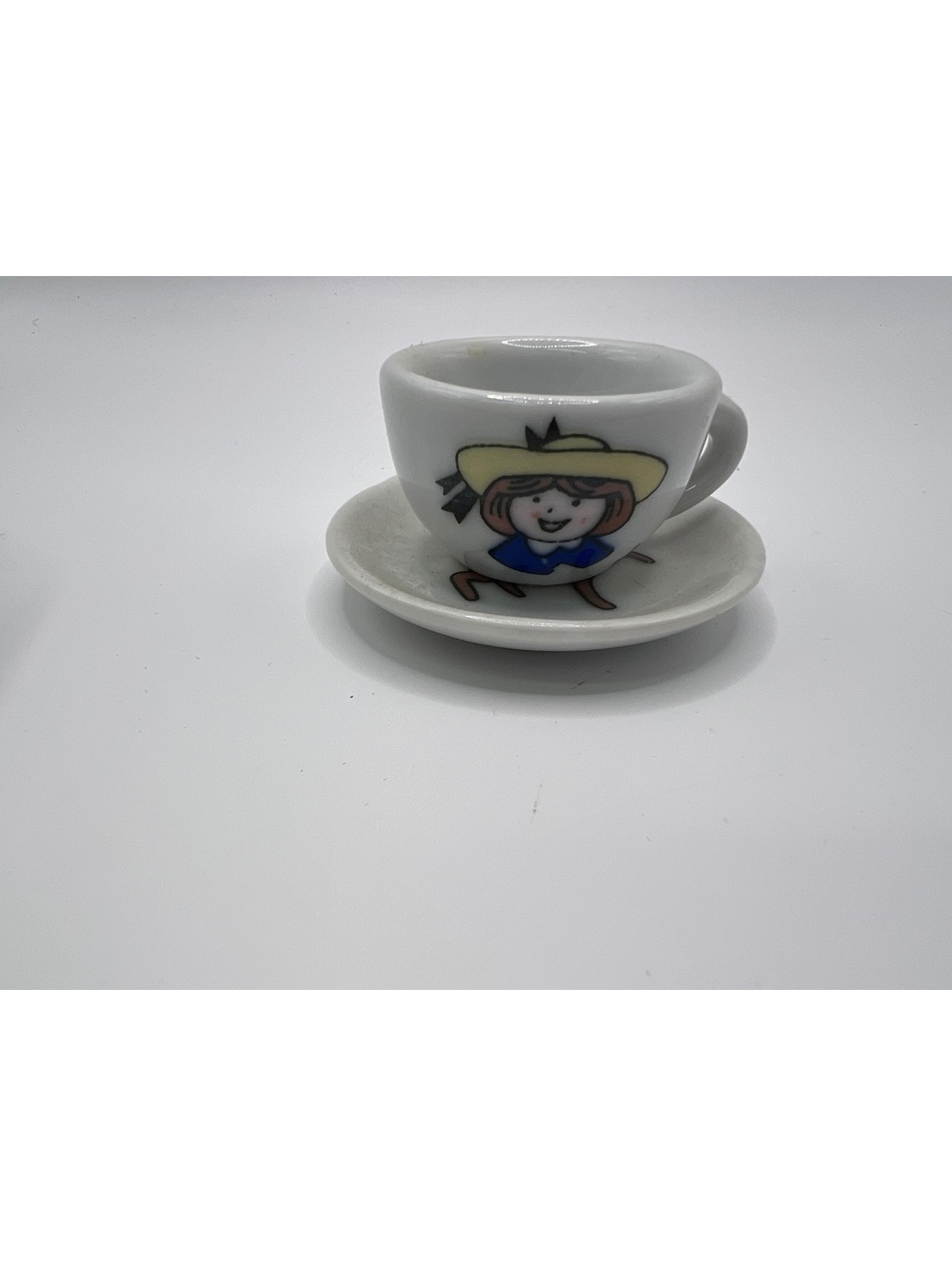 Teeny Tiny Madeline And Genevieve Dog Miniature Ceramic Tea Cup and Saucer Set